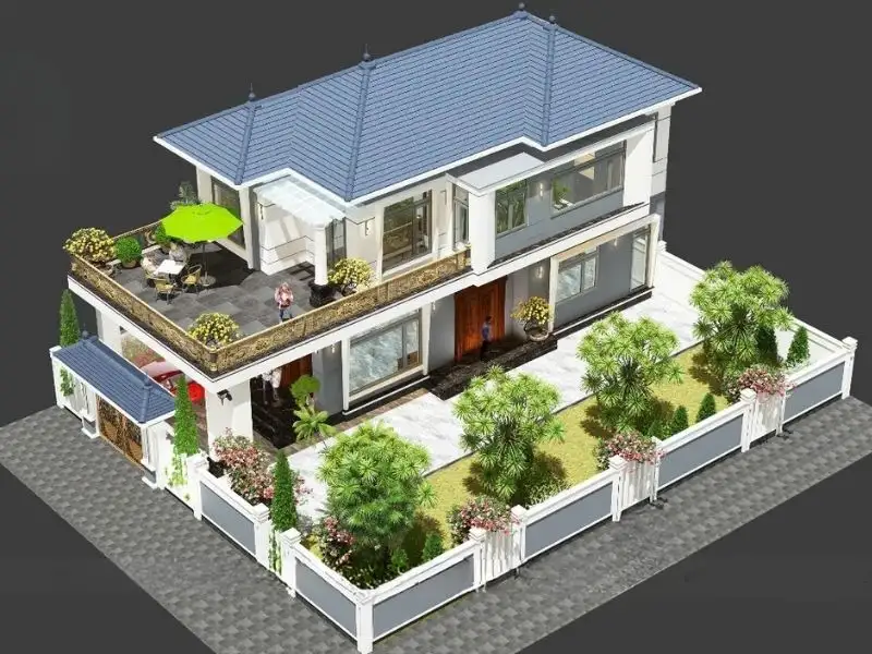 Nhà mái Nhật 2 tầng được yêu thích nhất hiện nay Xây dựng Nhất Tín 1