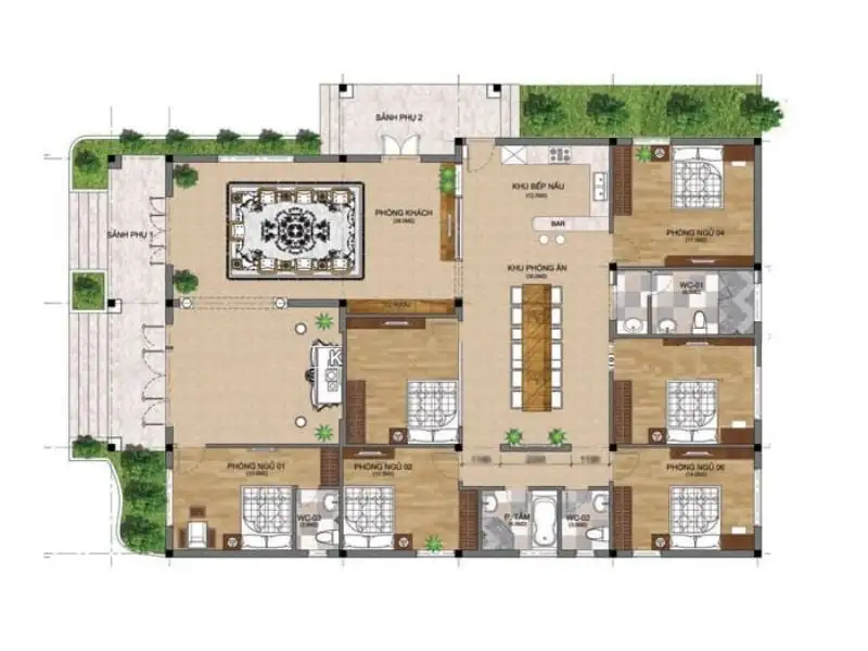 Nhà mái Nhật 6 phòng ngủ với cách bố trí phòng ốc hợp lý Xây dựng Nhất Tín 1