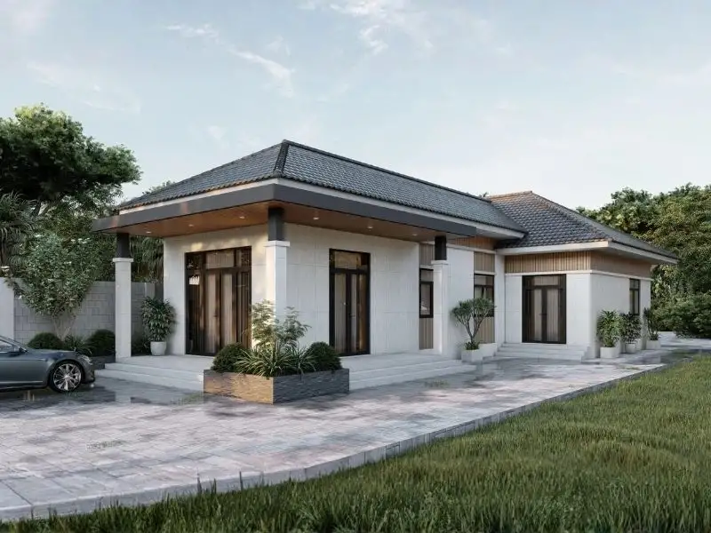 Nhà mái Nhật chữ L với thiết kế đón gió – chan hòa thiên nhiên Xây dựng Nhất Tín 1