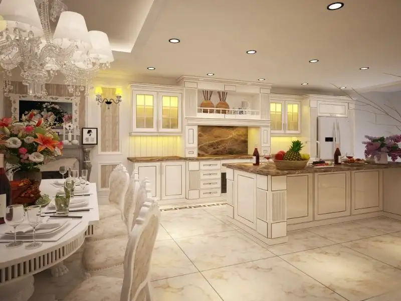 Nội thất bếp kết hợp bàn ăn được sắp đặt hợp lý Xây dựng Nhất Tín 1