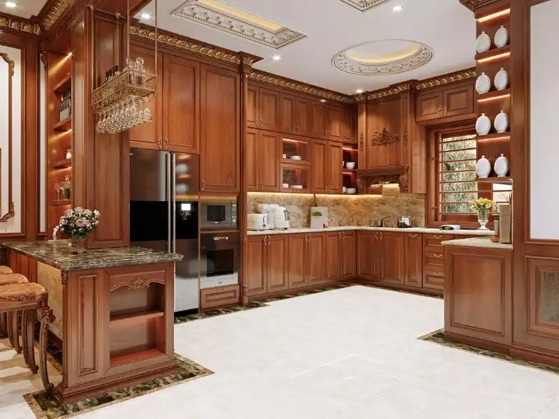 Nội thất bếp kết hợp bàn ăn được sắp đặt hợp lý Xây dựng Nhất Tín 1