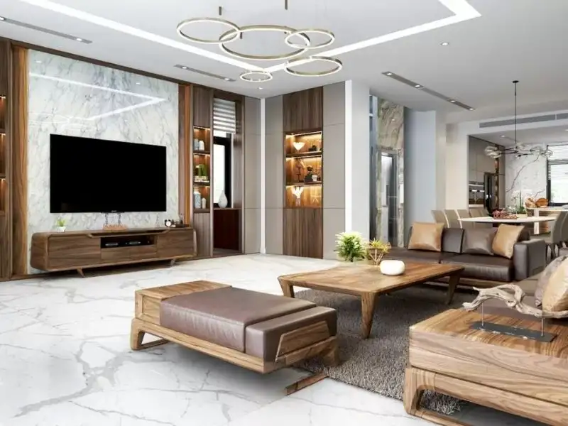 Nội thất phòng khách thanh thoát trong từng đường nét Xây dựng Nhất Tín 1