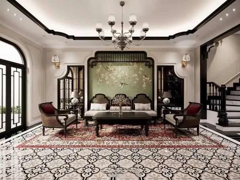 Nội thất phòng khách thanh thoát trong từng đường nét Xây dựng Nhất Tín 1