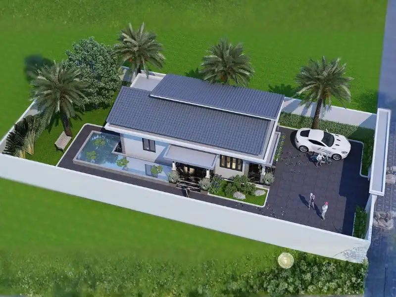 Thiết kế nhà 1 tầng 120m2 mái lệch phá cách đầy cá tính Xây dựng Nhất Tín 1