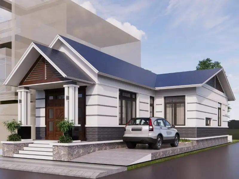 Thiết kế nhà 1 tầng 2 phòng ngủ 5x18m mái Thái tiện nghi cho gia đình trẻ Xây dựng Nhất Tín 1