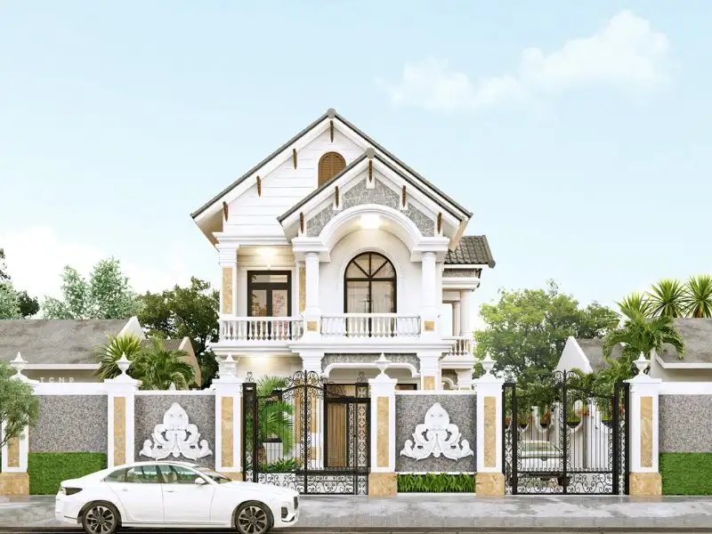 Thiết kế nhà 2 tầng 100m2 4 phòng ngủ sở hữu họa tiết trang trí tinh xảo Xây dựng Nhất Tín 1