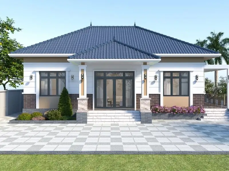 Thiết kế nhà 200m2 1 tầng 3 phòng ngủ mái Nhật có gara riêng biệt đầy tinh tế Xây dựng Nhất Tín 1