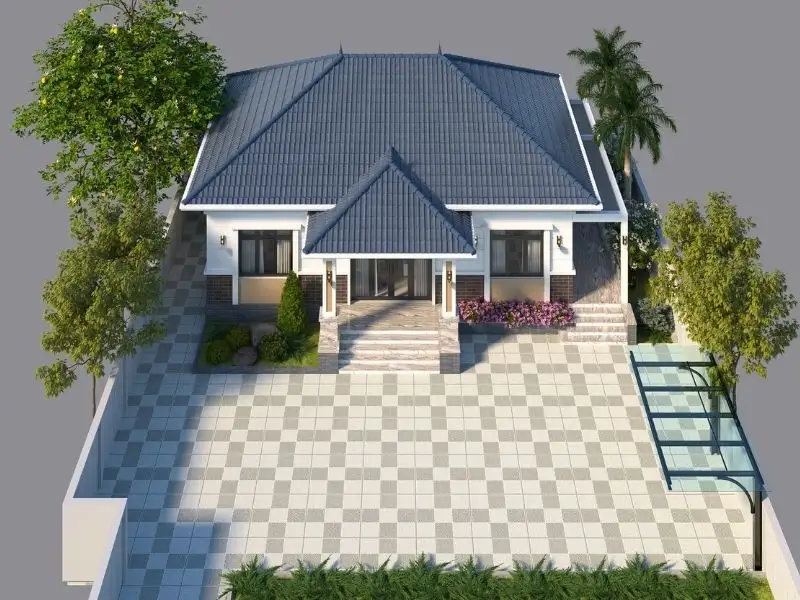 Thiết kế nhà 200m2 1 tầng 3 phòng ngủ mái Nhật có gara riêng biệt đầy tinh tế Xây dựng Nhất Tín 1