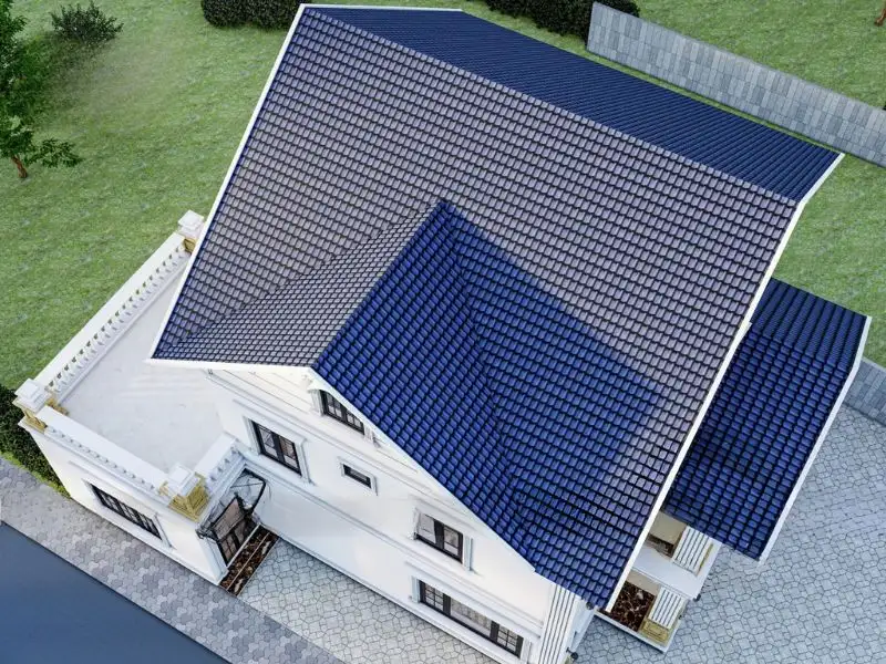 Thiết kế nhà 200m2 2 tầng mái Thái có phòng làm việc riêng yên tĩnh Xây dựng Nhất Tín 1