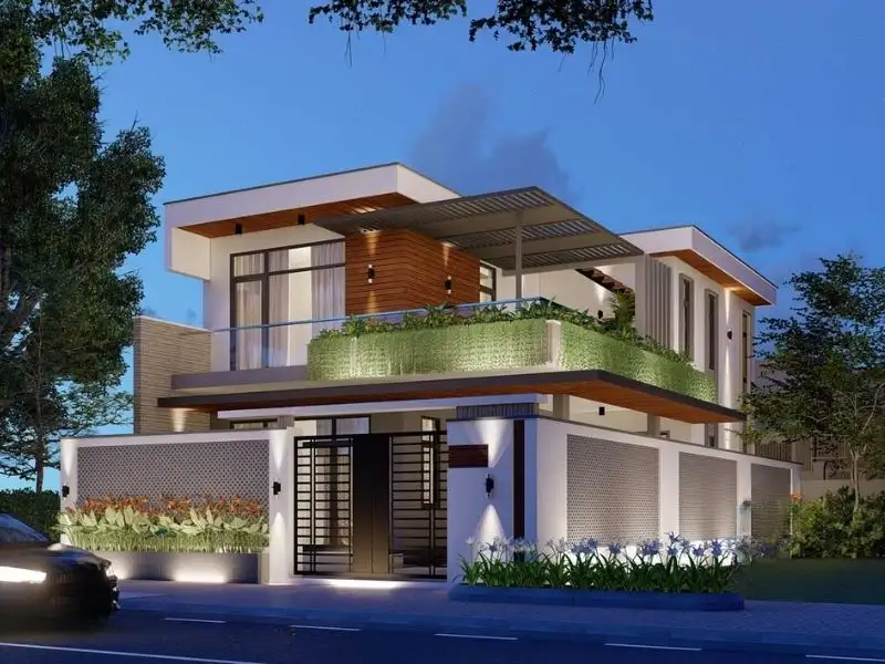 Thiết kế nhà 90m2 2 tầng mái bằng kết hợp không gian xanh thư giãn Xây dựng Nhất Tín 1