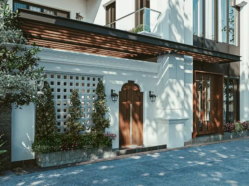 Thiết kế nhà chữ L 2 tầng 80m2 mái Nhật theo xu hướng Hiện Đại Xây dựng Nhất Tín 1