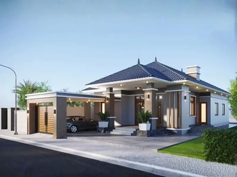 Thiết kế nhà mái Nhật có gara để xe mang đến tiện nghi vượt trội Xây dựng Nhất Tín 1