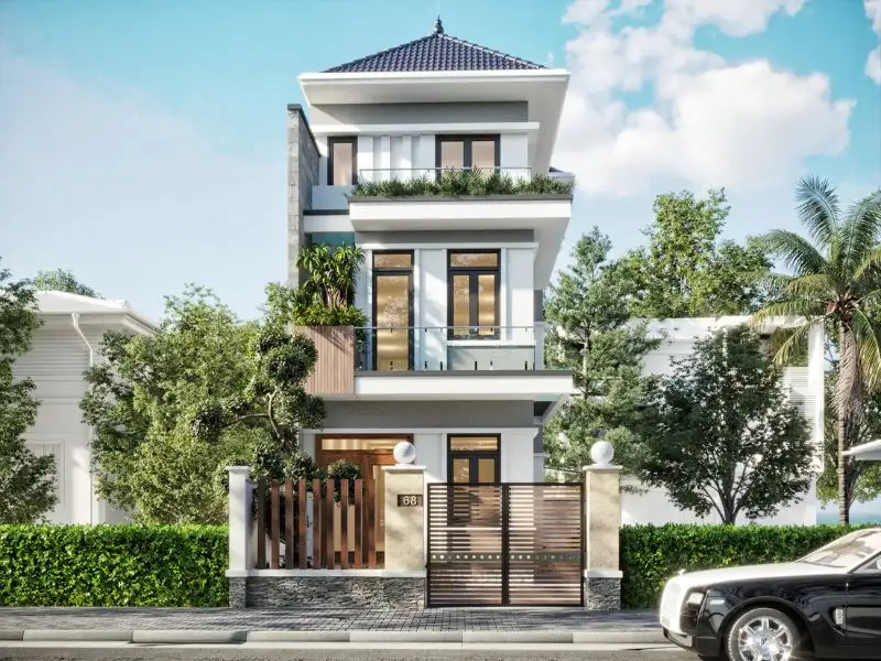 Thiết kế nhà phố 140m2 mái Nhật 3 tầng thanh thoát trong từng đường nét Xây dựng Nhất Tín 1