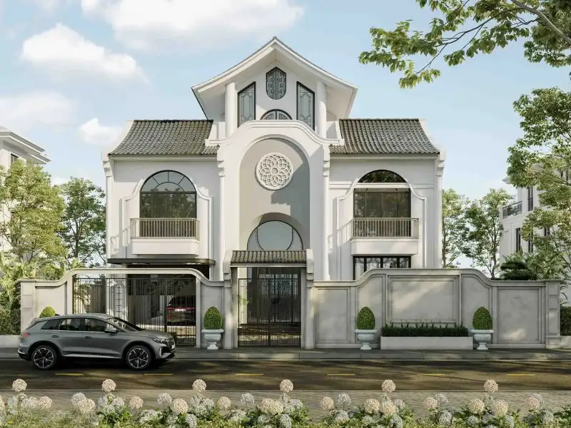 Thiết kế nhà vườn 200m2 2 tầng phong cách Indochine mang đến cảm giác thân thuộc Xây dựng Nhất Tín 1