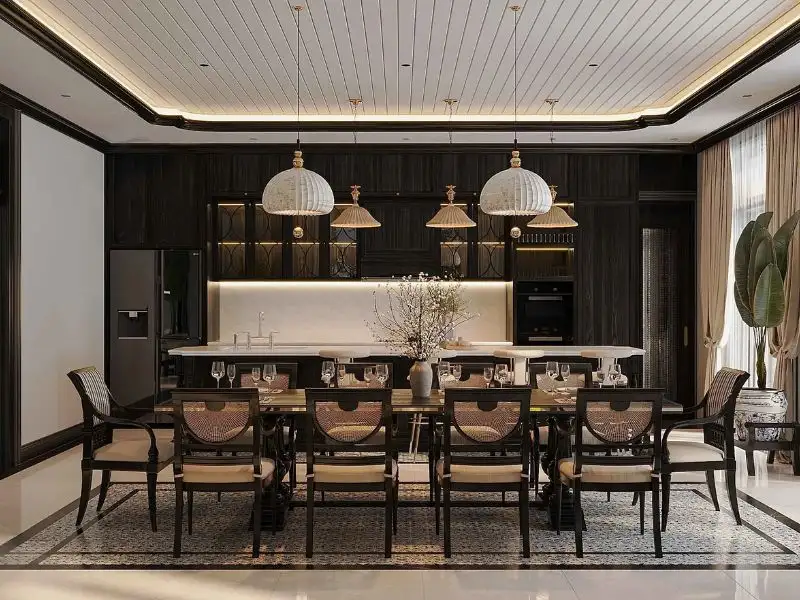 Thiết kế nhà vườn 200m2 2 tầng phong cách Indochine mang đến cảm giác thân thuộc Xây dựng Nhất Tín 1