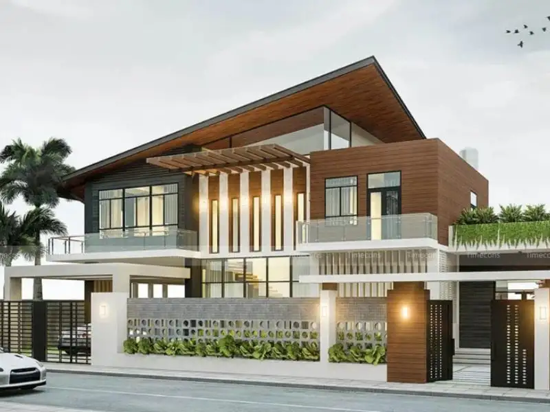 Các mẫu nhà 2 cổng đẹp Hiện Đại đảm bảo an toàn Xây dựng Nhất Tín 1