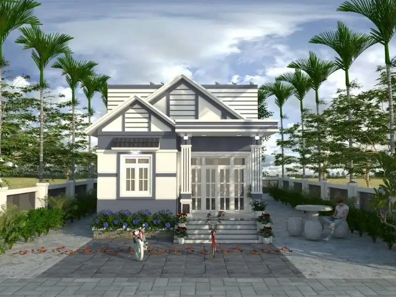 Mặt tiền mẫu nhà cấp 4 giả Thái ở nông thôn với công năng 3 phòng ngủ Xây dựng Nhất Tín 1