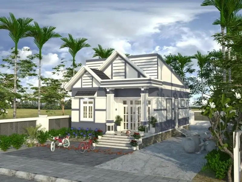 Mặt tiền mẫu nhà cấp 4 giả Thái ở nông thôn với công năng 3 phòng ngủ Xây dựng Nhất Tín 1