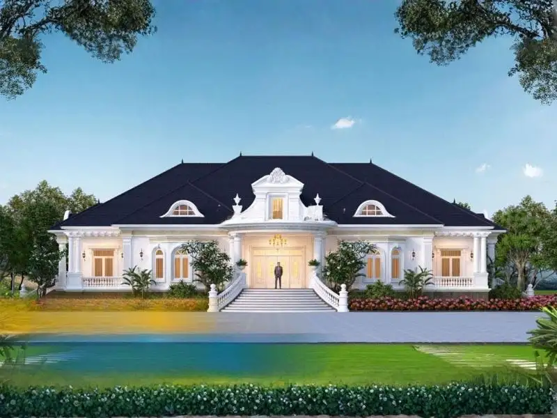 Mặt tiền nhà vườn ở nông thôn mái Châu Âu đầy cảm hứng Xây dựng Nhất Tín 1