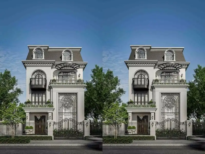 Mặt tiền nhà vườn ở nông thôn mái Châu Âu đầy cảm hứng Xây dựng Nhất Tín 1