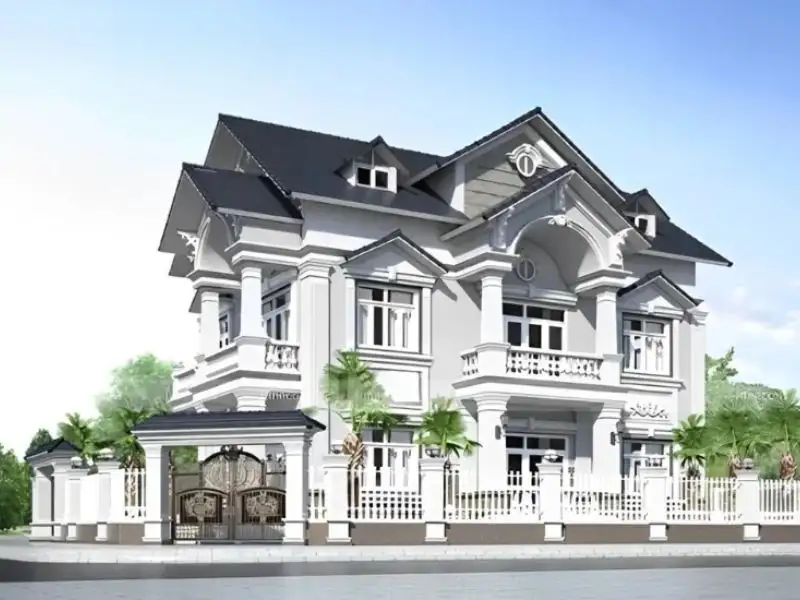 Mẫu nhà 2 cổng 2 tầng mái Thái thanh thoát Xây dựng Nhất Tín 1