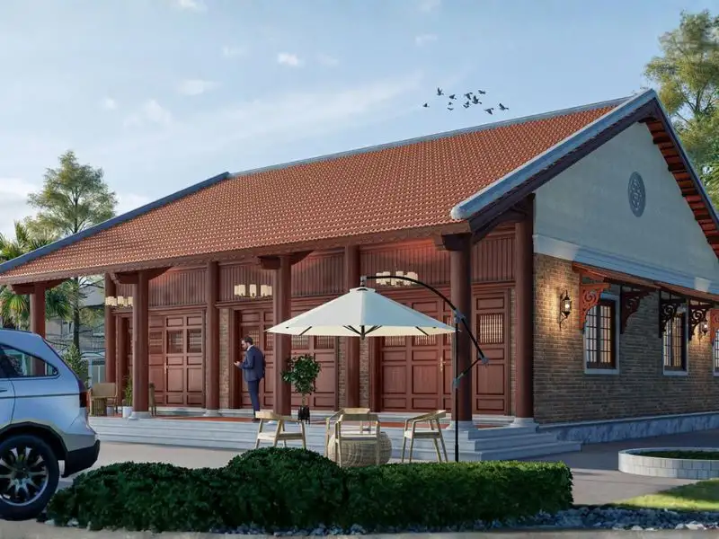 Mẫu nhà 3 gian mái ngói tạo nên vẻ đẹp mộc mạc Xây dựng Nhất Tín 1