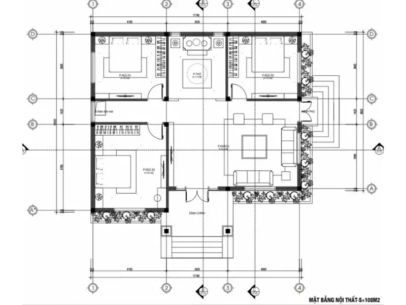 Mẫu nhà 3 phòng ngủ đáp ứng thoải mái nhu cầu cho gia đình 4–5 người Xây dựng Nhất Tín 1