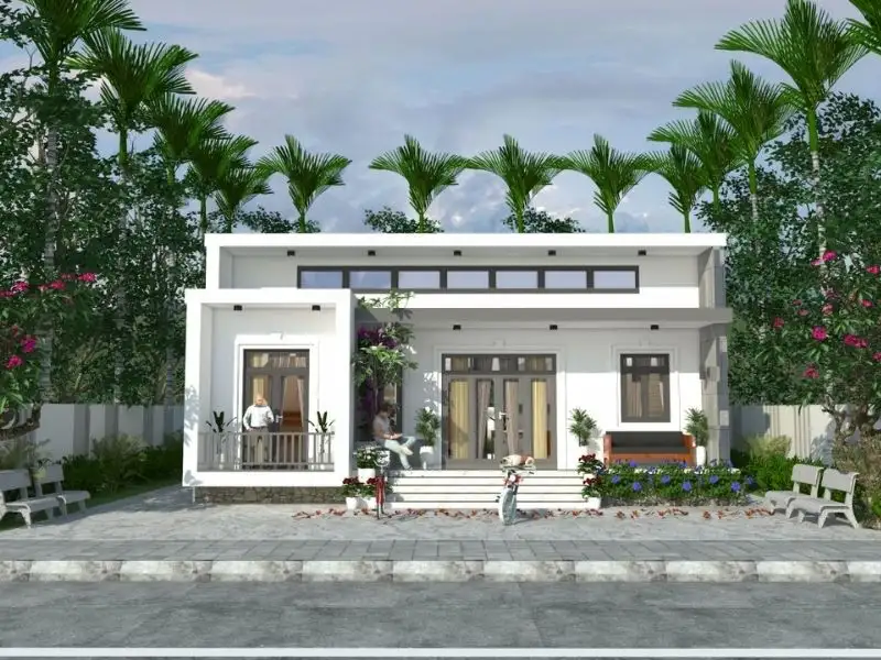 Mẫu nhà 4 phòng ngủ mái bằng đem lại không gian sống đầy đủ tiện nghi xây dựng Nhất Tín 1