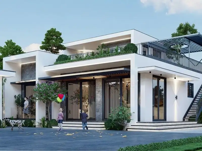 Mẫu nhà 4 phòng ngủ mái bằng đem lại không gian sống đầy đủ tiện nghi xây dựng Nhất Tín 1