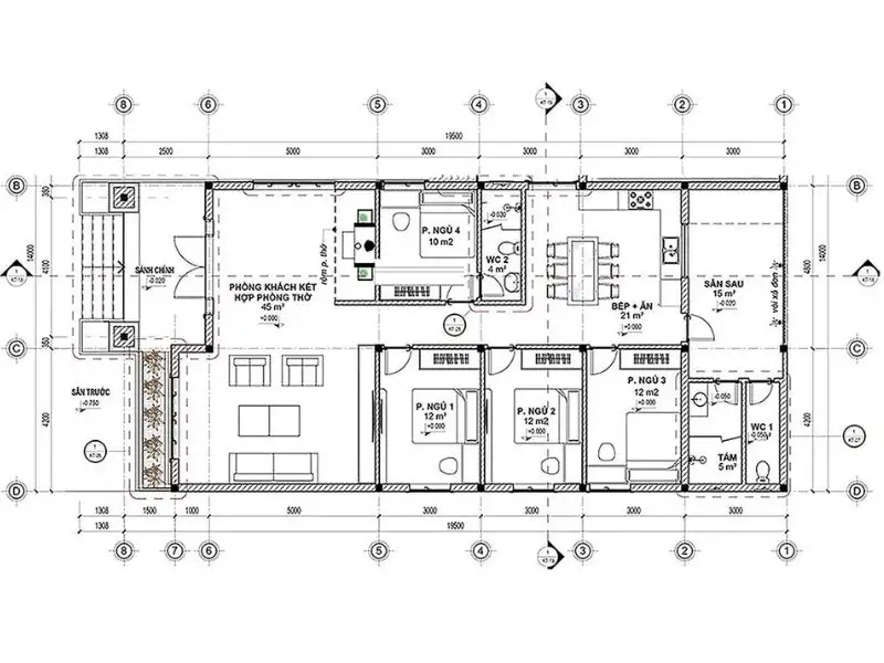 Mẫu nhà 4 phòng ngủ mái bằng đem lại không gian sống đầy đủ tiện nghi xây dựng Nhất Tín 1