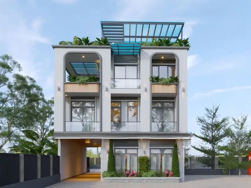 Mẫu nhà ba gian mái bằng xu hướng sống tối giản Xây dựng Nhất Tín 1