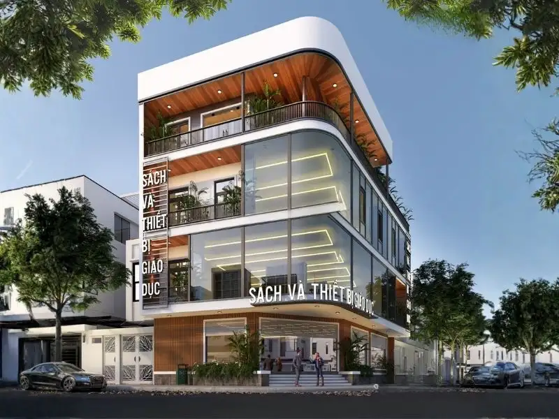 Mẫu nhà kinh doanh nhà sách, văn phòng phẩm, siêu thị mini tiện lợi Xây dựng Nhất Tín 1