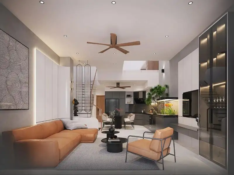 Mẫu nhà lệch tầng 4x16 có gara và sân trước riêng biệt tối ưu lối đi, đảm bảo tiện lợi hằng ngày Xây dựng Nhất Tín 1