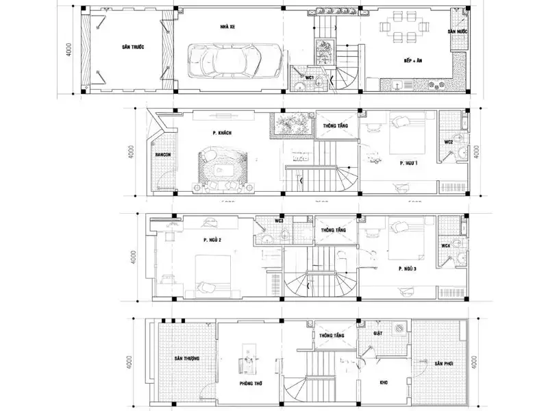 Mẫu nhà lệch tầng 4x16 có gara và sân trước riêng biệt tối ưu lối đi, đảm bảo tiện lợi hằng ngày Xây dựng Nhất Tín 1