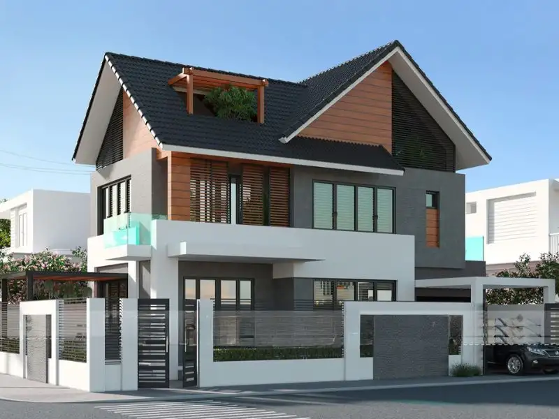 Mẫu nhà lô góc mái Thái độc đáo Xây dựng Nhất Tín 1