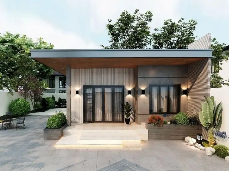 Mẫu nhà mái bằng 1 tầng đẹp đơn giản, tiết kiệm chi phí xây dựng Nhất Tín 1