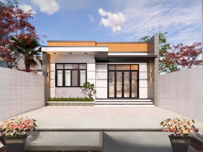 Mẫu nhà mái bằng 1 tầng đẹp đơn giản, tiết kiệm chi phí xây dựng Nhất Tín 1