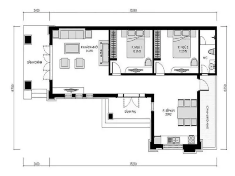Mẫu nhà mái bằng 2 phòng ngủ ấm cúng tạo không gian lý tưởng cho gia đình nhỏ Xây dựng Nhất Tín 1