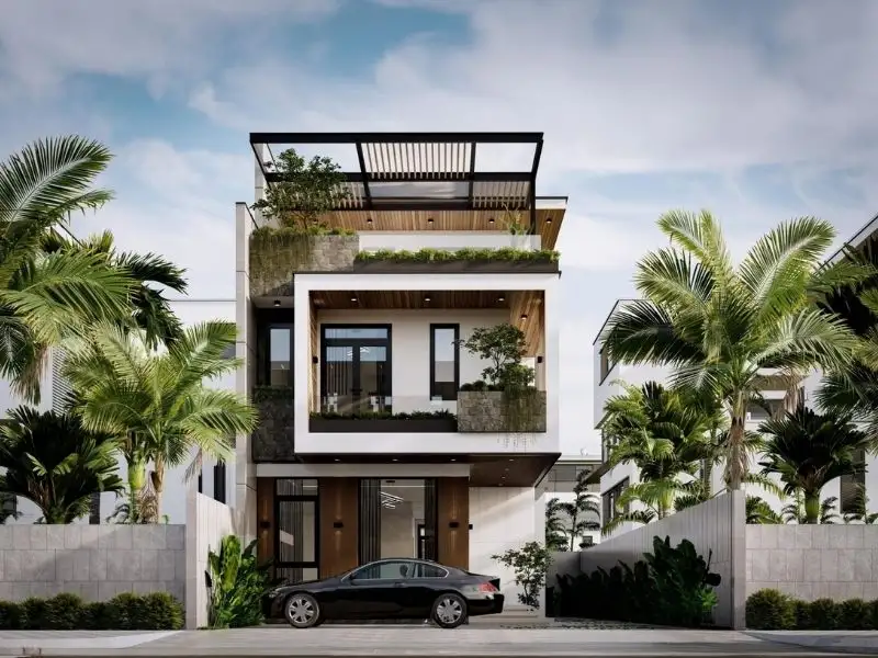 Mẫu nhà mái bằng 2 tầng đẹp mãn nhãn Xây dựng Nhất Tín 1