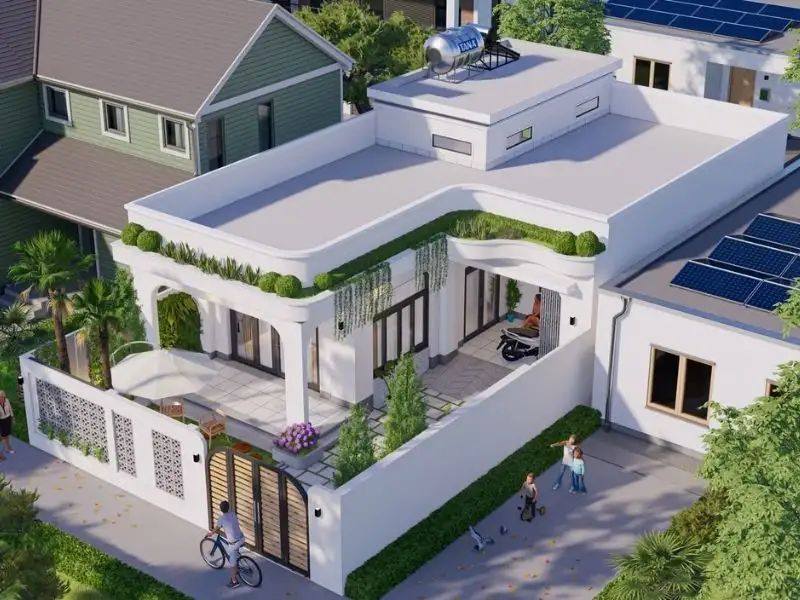 Mẫu nhà mái bằng kiểu chữ L giúp tối ưu nguồn năng lượng thiên nhiên Xây dựng Nhất Tín 1