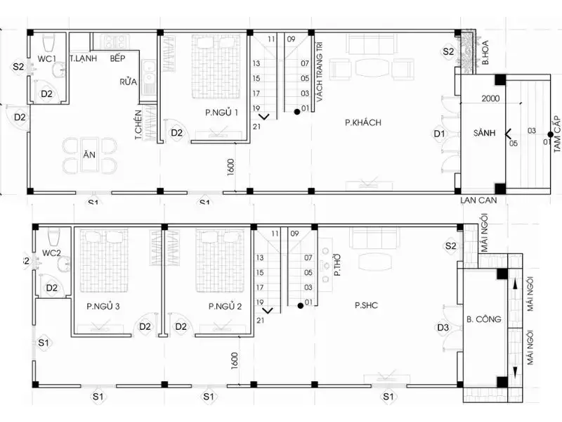 Mẫu nhà nóc Thái giả với mặt tiền 5,5m ốp gạch đỏ cuốn hút Xây dựng Nhất Tín 1