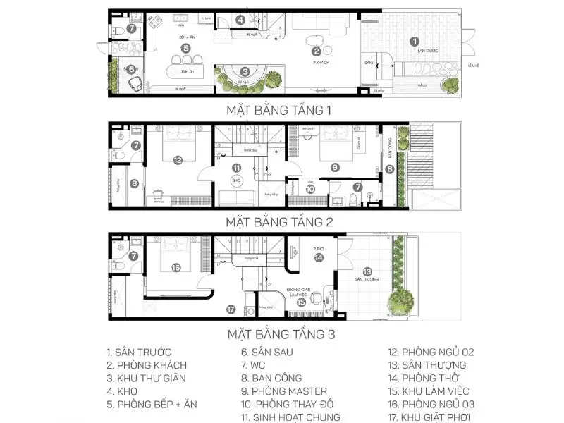 Mẫu nhà ống 3 tầng lệch đẹp sáng tạo với đường cong mặt tiền, mang cảm giác uyển chuyển Xây dựng Nhất Tín 1