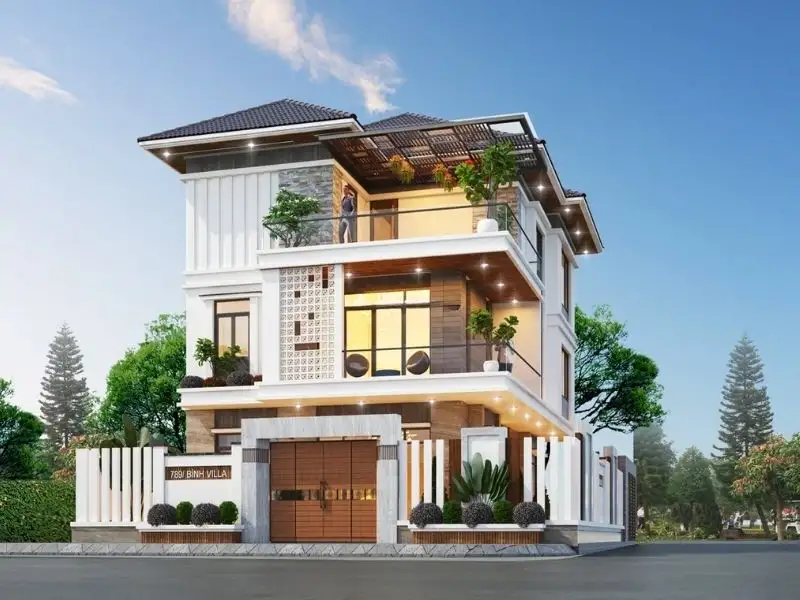 Mẫu nhà ống lô góc kiến trúc mái Nhật bề thế Xây dựng Nhất Tín 1