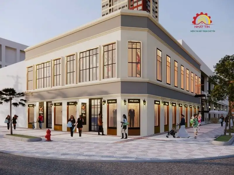 Mẫu nhà shophouse đẹp quy mô lớn với đa dạng loại hình kinh doanh Xây dựng Nhất Tín 1