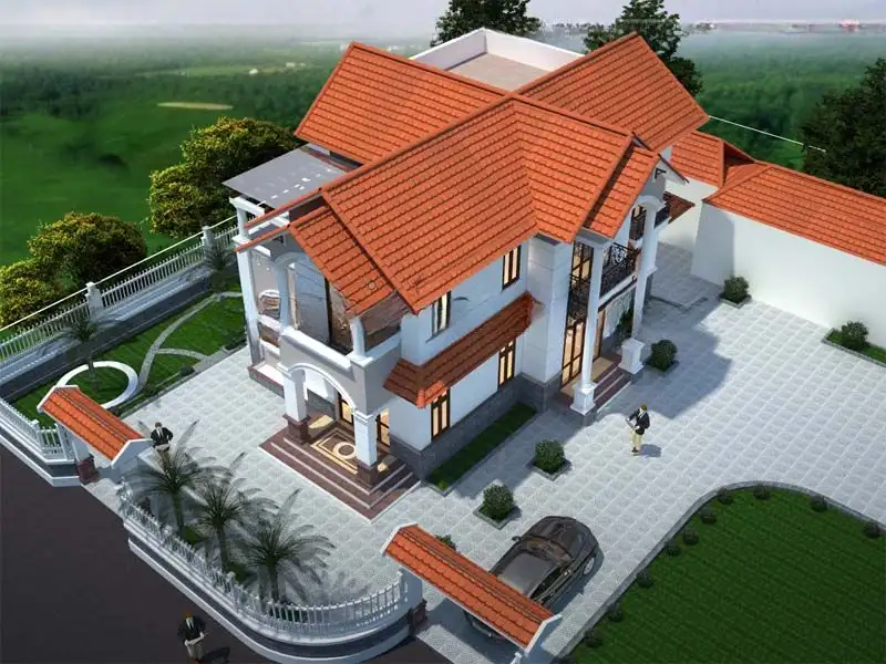 Mẫu nhà vườn 2 cổng rào có khuôn viên đẹp nổi bật Xây dựng Nhất Tín 1