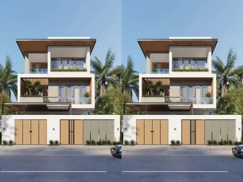 Nhà mái bằng mặt tiền 7m với thiết kế hình khối vuông vức và nổi bật Xây dựng Nhất Tín 1