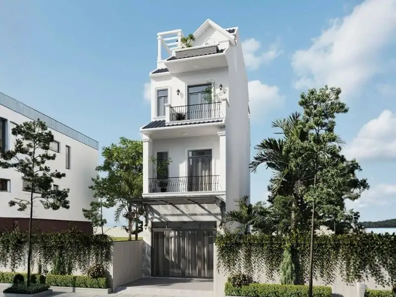 Nhà mái giả Thái mặt tiền 6m (6x15) tông trắng tinh tế Xây dựng Nhất Tín 1