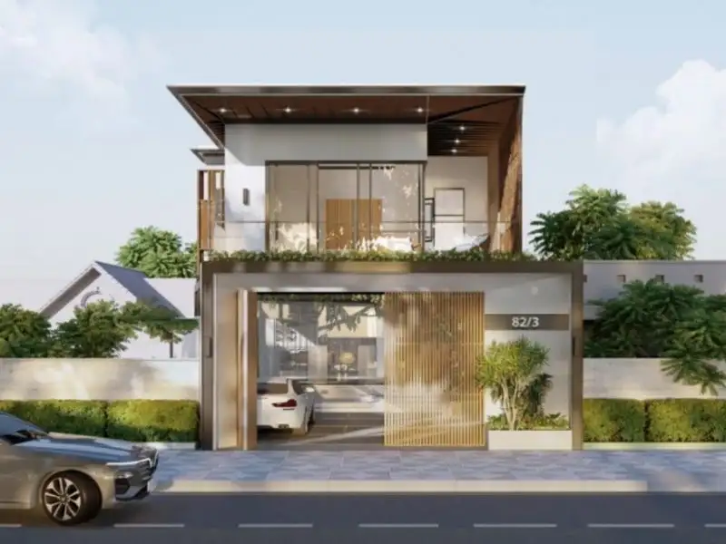 Phối cảnh 3D nhà mái bằng 200m² – 300m² phù hợp gia đình đông người hoặc biệt thự phố Xây dựng Nhất Tín 1