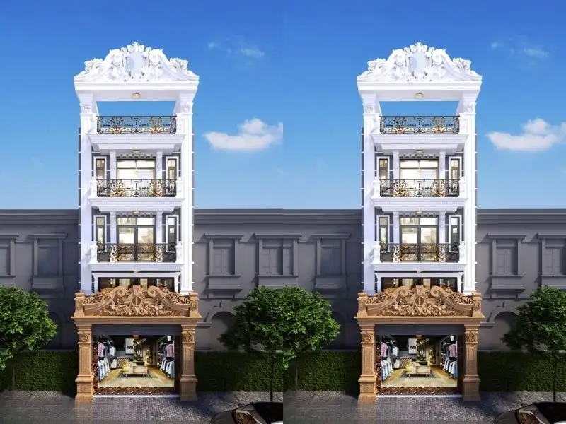 Phối cảnh nhà mái bằng có tum và sân thượng thoáng sáng Xây dựng Nhất Tín 1