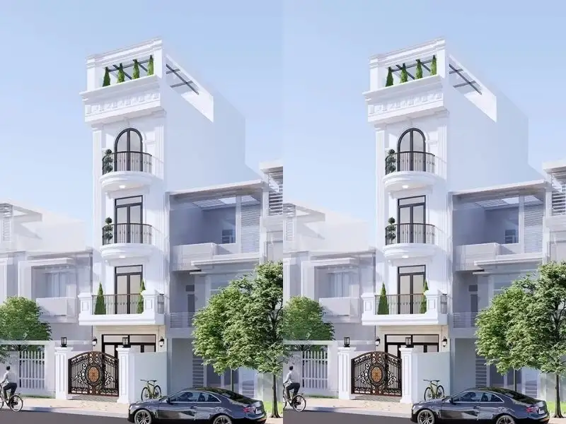 Phối cảnh nhà mái bằng có tum và sân thượng thoáng sáng Xây dựng Nhất Tín 1